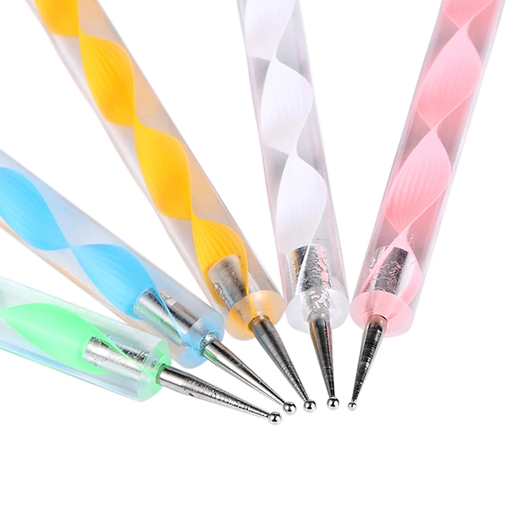 Arte Clavo 5 stks Professionele 2 way Puntjes Pen Nail Tool Nail Art Pen Set Voor UV Gel Nail schilderen Draw Borstel Steentjes Tool_voghion.com