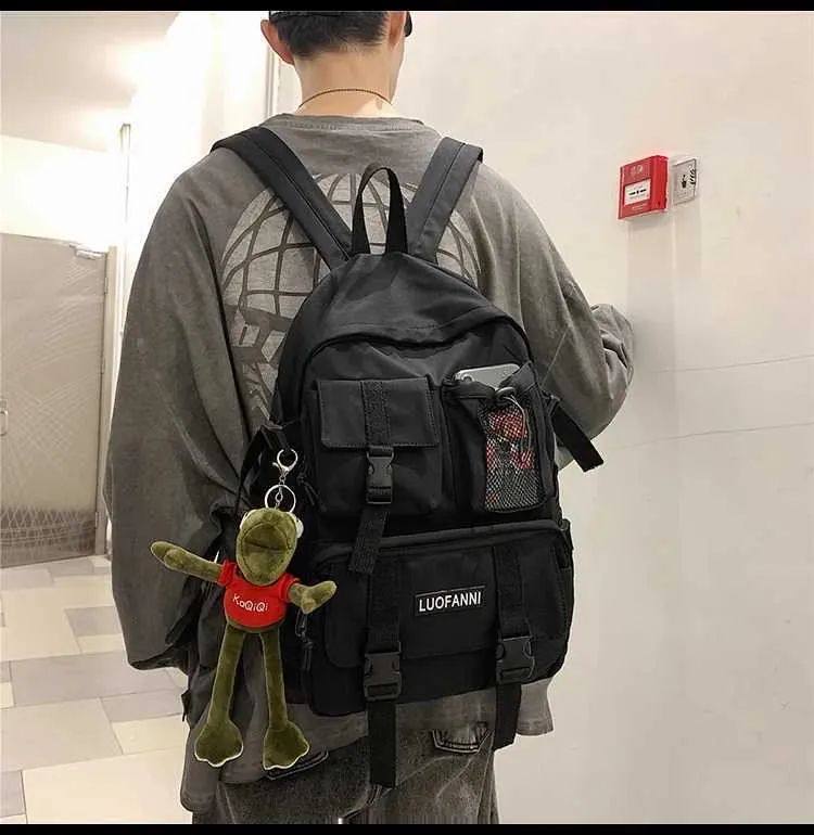 Sac à dos à poches multiples pour hommes, sac de styliste en toile avec boucle, sacs à dos d'ordinateur portable pour adolescents, sacs d'école pour étudiants_voghion.com