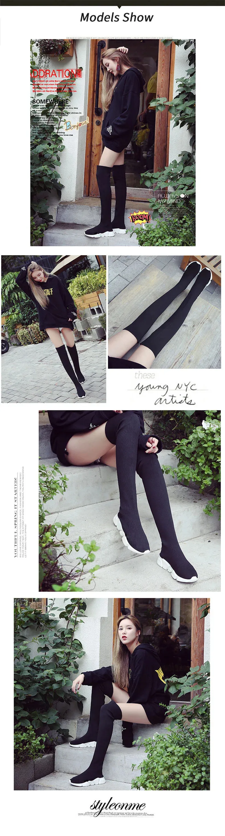 Over Knee Socks Style Fashion Flat Autumn Winter Long Boots Womens Body Shaping Sports Shoes 240911_voghion.com