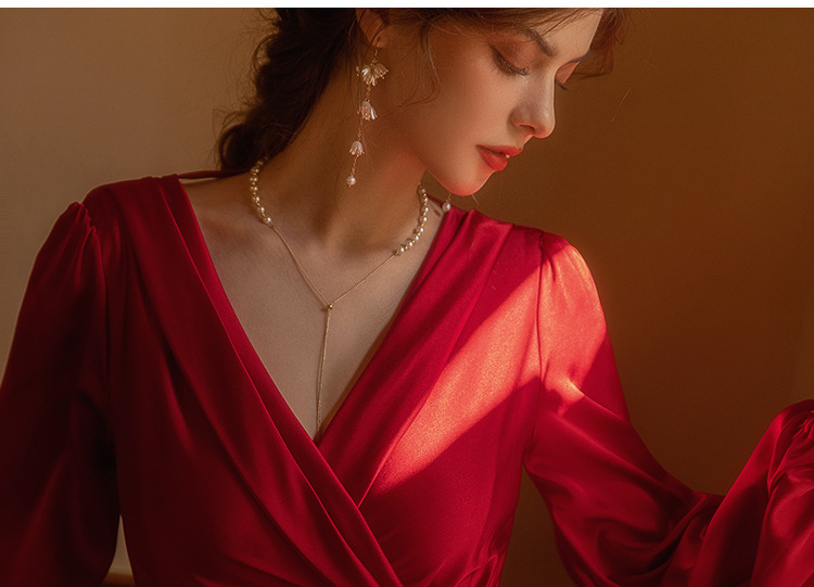 Nachtkleding voor dames Dames kamerjas Bruidsmake-up Bruids satijnen lange badjas_voghion.com