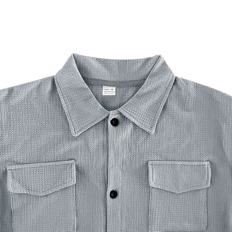 Camicia casual estiva da uomo a maniche corte con cardigan multitasche Bubble 2024_voghion.com