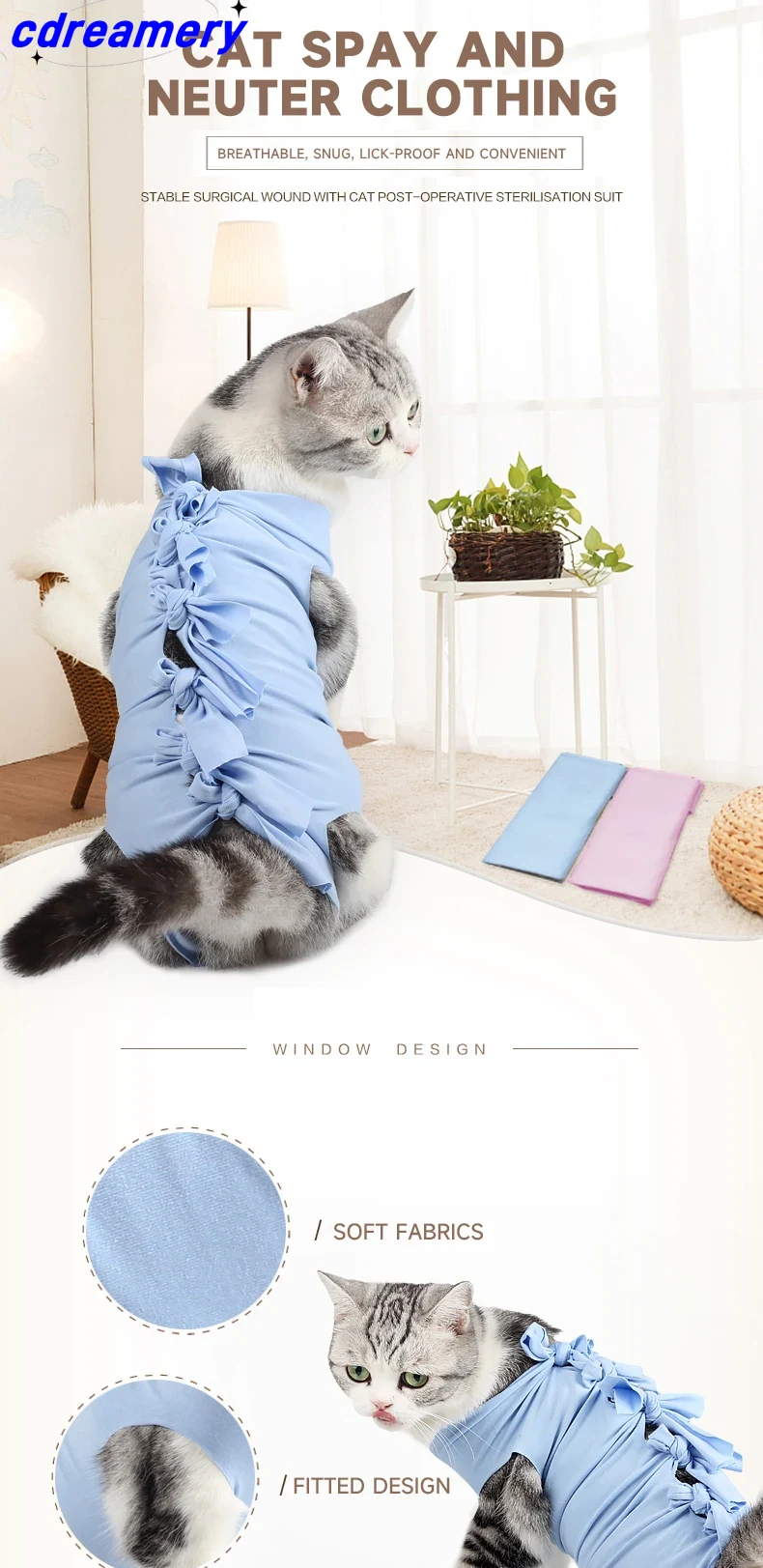 Anti-licking Sterilization Cat Clothes Recovery Suit After Surgery Breathable Physiological Puppy Anti-scratch Body Strap Vest_voghion.com