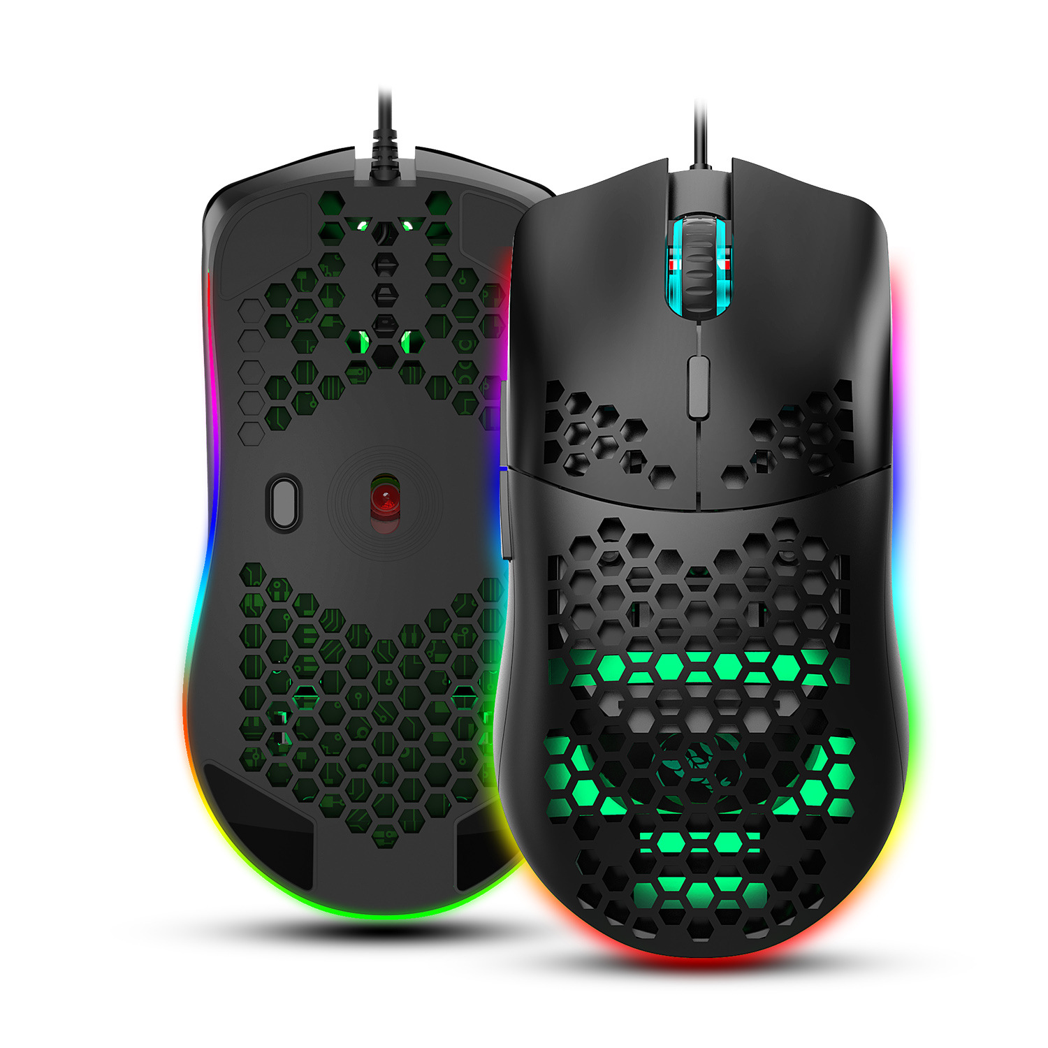 Set nou de 61 de taste cu fir, luminos, cu mouse RGB cu orificii, tastatură pentru jocuri de birou_voghion.com