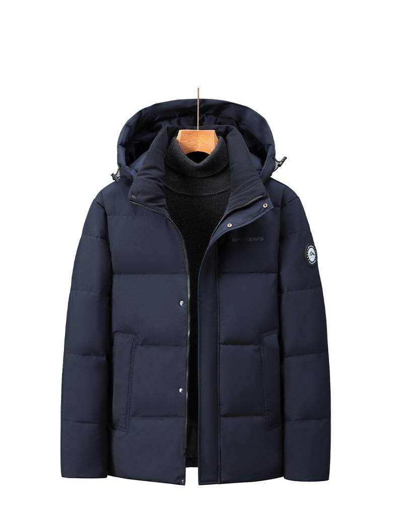 Men's Short Puffer Jacket Thickened Slim Fit Hooded Down Coat_voghion.com