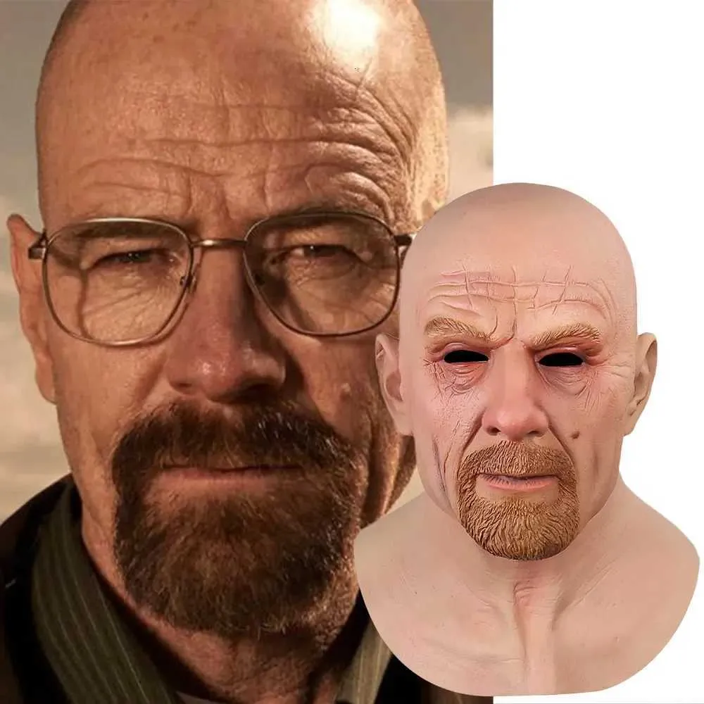 Ρεαλιστικός φαλακρός γέρος Breaking Bad Walter White Heisenberg Latex Mask Masquerade Halloween Cosplay Party Masquerade_voghion.com