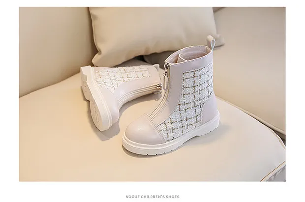 Bottes courtes à fermeture éclair pour filles, chaussures d'hiver tendance pour tout-petits, princesse douce, Happysteps, tailles US6C-US4Y_voghion.com