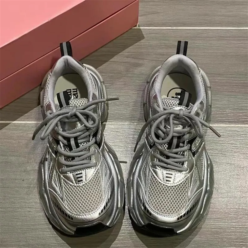 Zapatillas deportivas de suela gruesa para mujer, estilo papá, para verano, 2024, para correr, informales, con aumento de altura._voghion.com