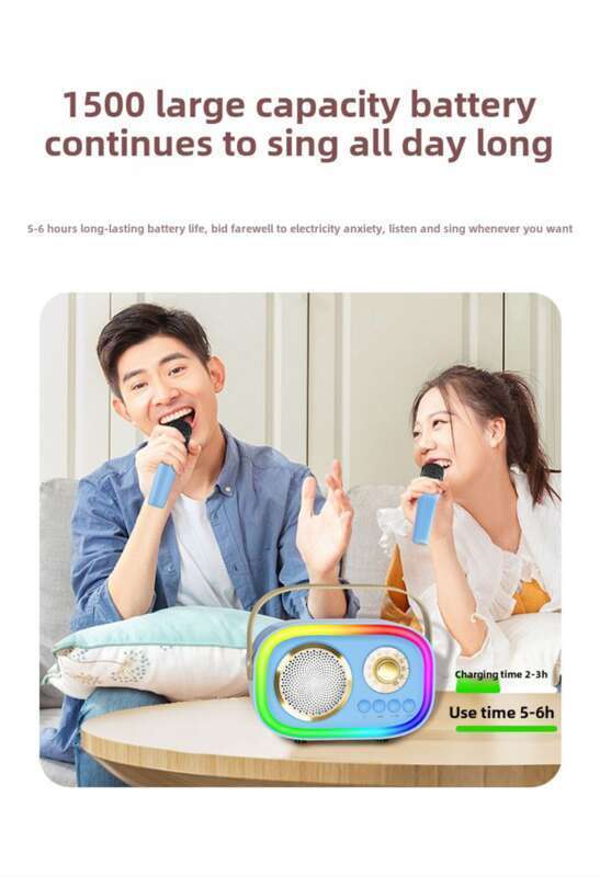 New GS_K5 Wireless Bluetooth Karaoke Player Integrated Sound System, Dual Microphone With Lights, KTV Small Speaker_voghion.com
