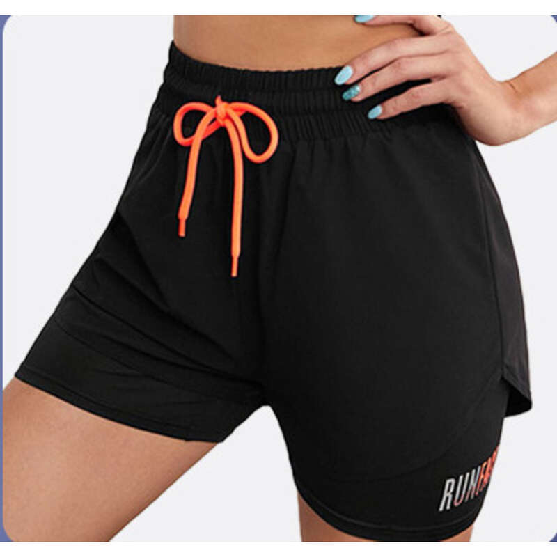 Pantaloni scurți sport, pantaloni de yoga antireflex pentru femei, vară caldă, noapte fierbinte, casual, uscare rapidă, alergare, respirabili, două piese_voghion.com