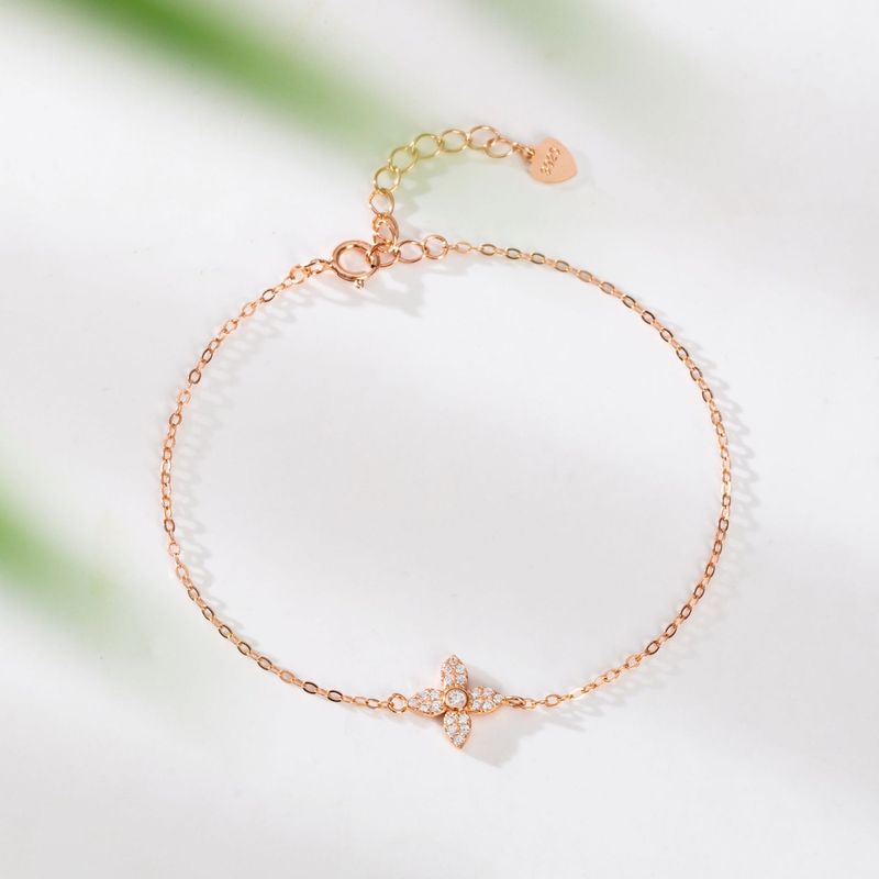 Light S Sterg Sier Niche Design High End Firkløverarmbånd til kvinder Indlagt med zirkon Ultra Fine Håndsmykker_voghion.com