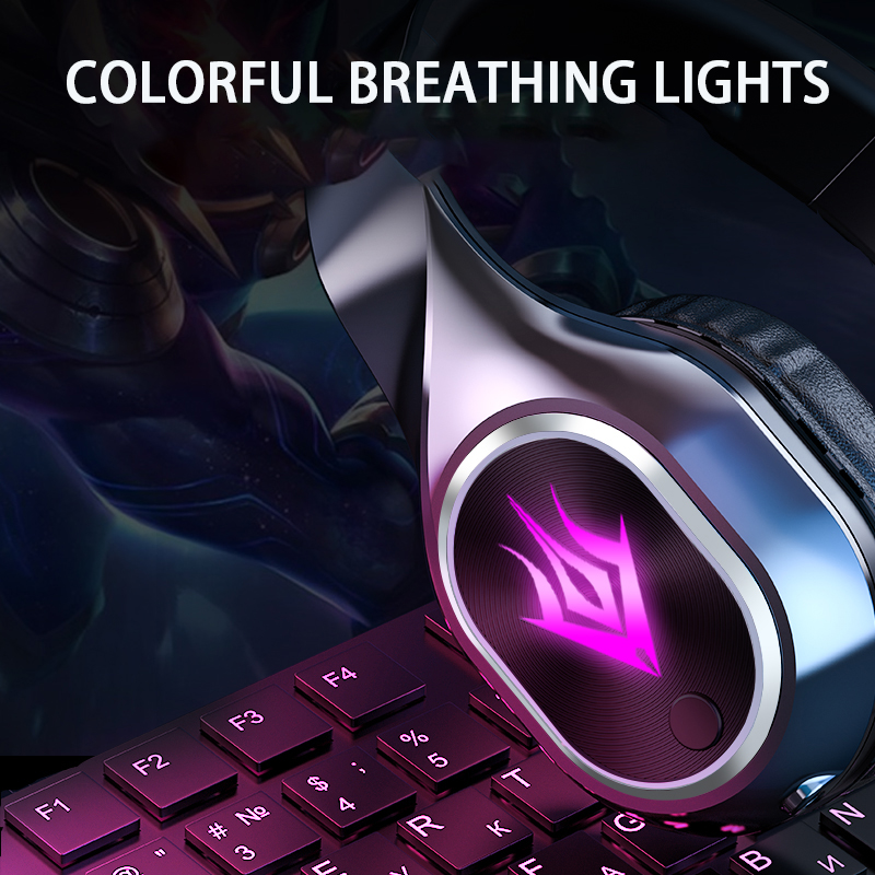 Gaming Headset Trådlösa Hörlurar Bluetooth Over Ear Hopfällbara 9D Stereo Med Mikrofon Stödjer TF-kort_voghion.com