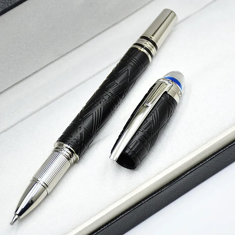 wholesale Wholesale Wholesale Luxury Monte Starwalk Blue Crystal Top Rollerball Pen Ballpoint Pen Metal Relief Barrel Office Writing Fountain Pens_voghion.com
