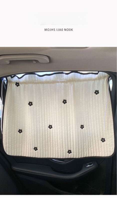 Creative Camellia Flower Printed Embroidered Car Sunshade, Non Punching Suction Cup Type, Rear Universal Version For_voghion.com