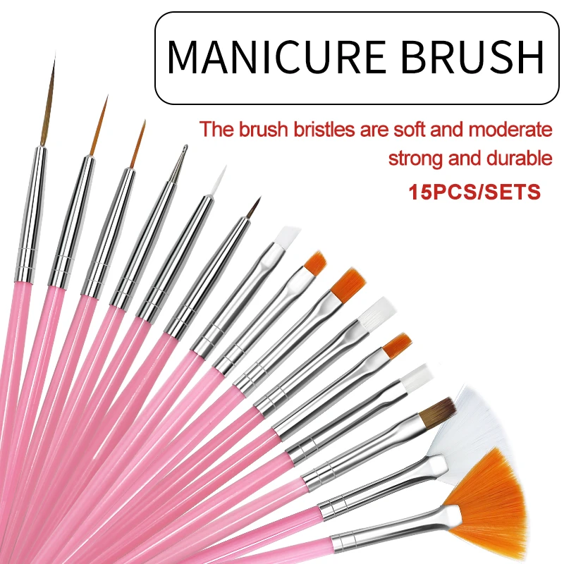 Arte Clavo 7/15PCS Plastic Handvat Nail Brush Set Gel Polish Schilderij Tekening Acryl Gel Nail Brush voor Nagels Art Manicure Gereedschap_voghion.com