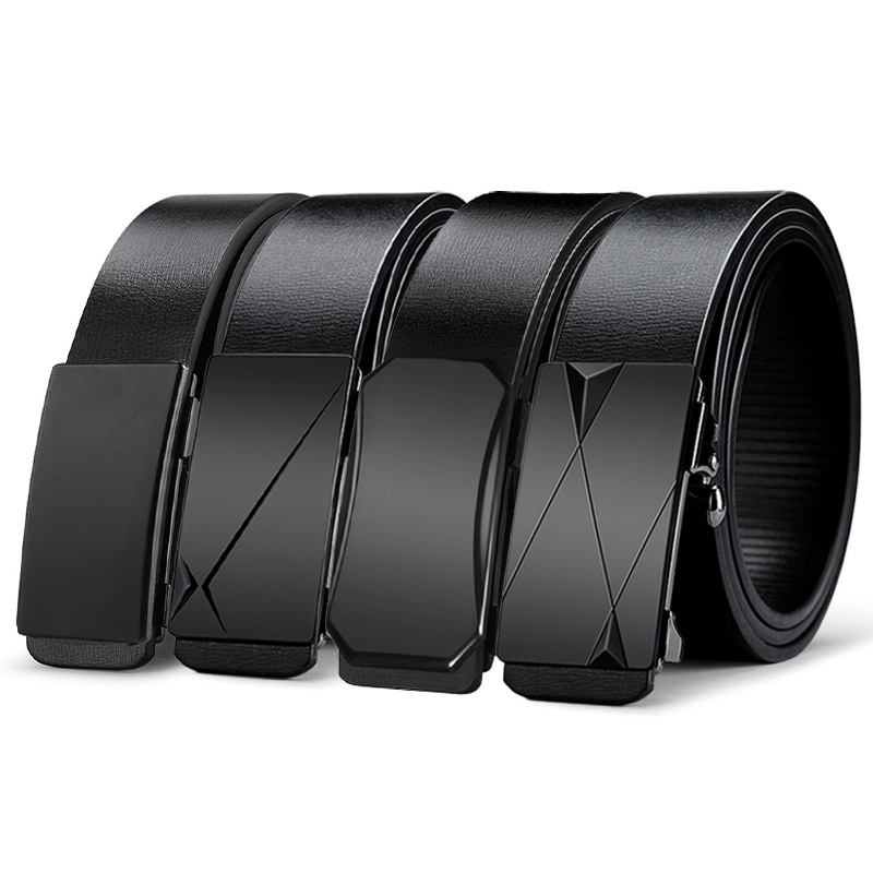 Ceinture en cuir pour homme avec boucle automatique Ceinture en cuir PU pour homme Ceinture de loisirs pour affaires Ceinture pour jeune