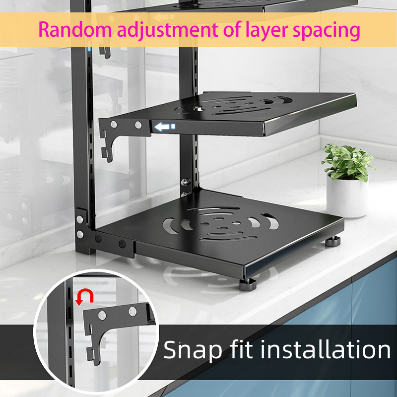 Kitchen Shelves Storage Organizer Pot Rack Multi Layer Stainless Steel Free Layering Placed on the Ground Storage Under Sink_voghion.com