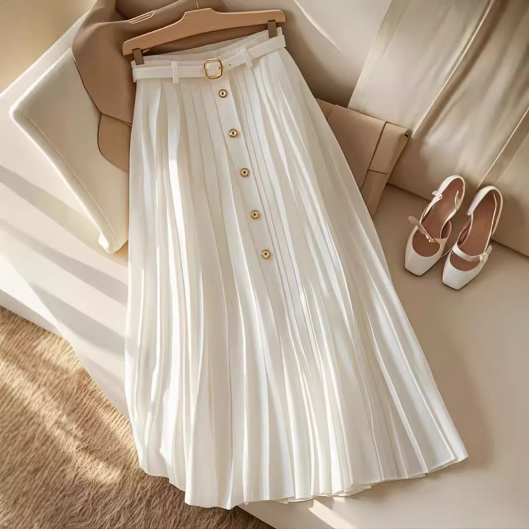 Vêtements pour femmes Automne Nouveau style cette année Populaire haut de gamme et belle jupe taille haute A-line Jupe plissée pour femme Été
