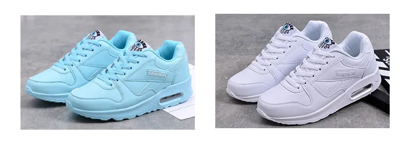 Scarpe da ginnastica da donna alla moda con cuscino d'aria, sportive, in pelle PU, blu, bianche e rosa, da passeggio e da jogging, da donna_voghion.com