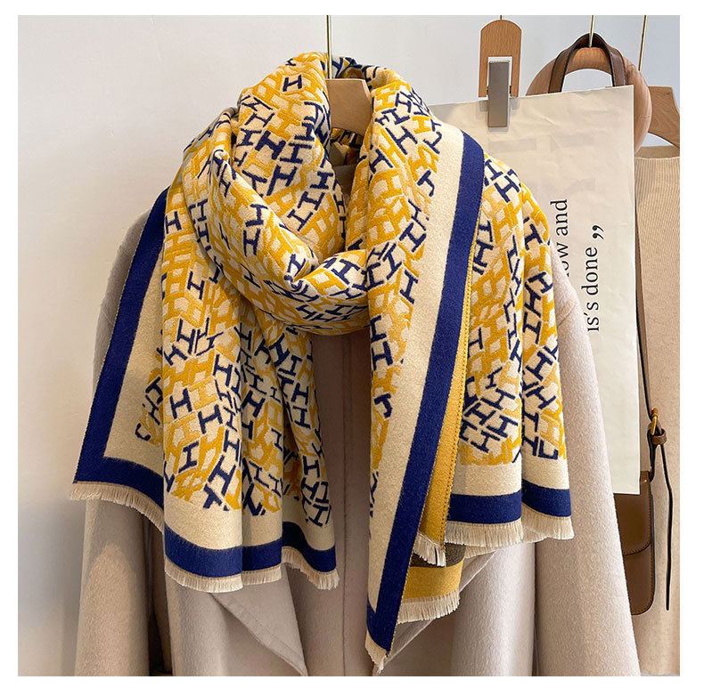 Women's scarf imitation cashmere autumn and winter jacquard warm scarf with a neck elegant scarf_voghion.com