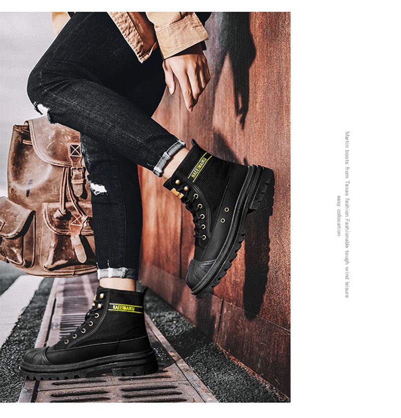 Martin High Top Herbst neue dicke Unterseite Canvas lässige Sportstiefel Herren Arbeitskleidung All Match Motorrad kurze_voghion.com