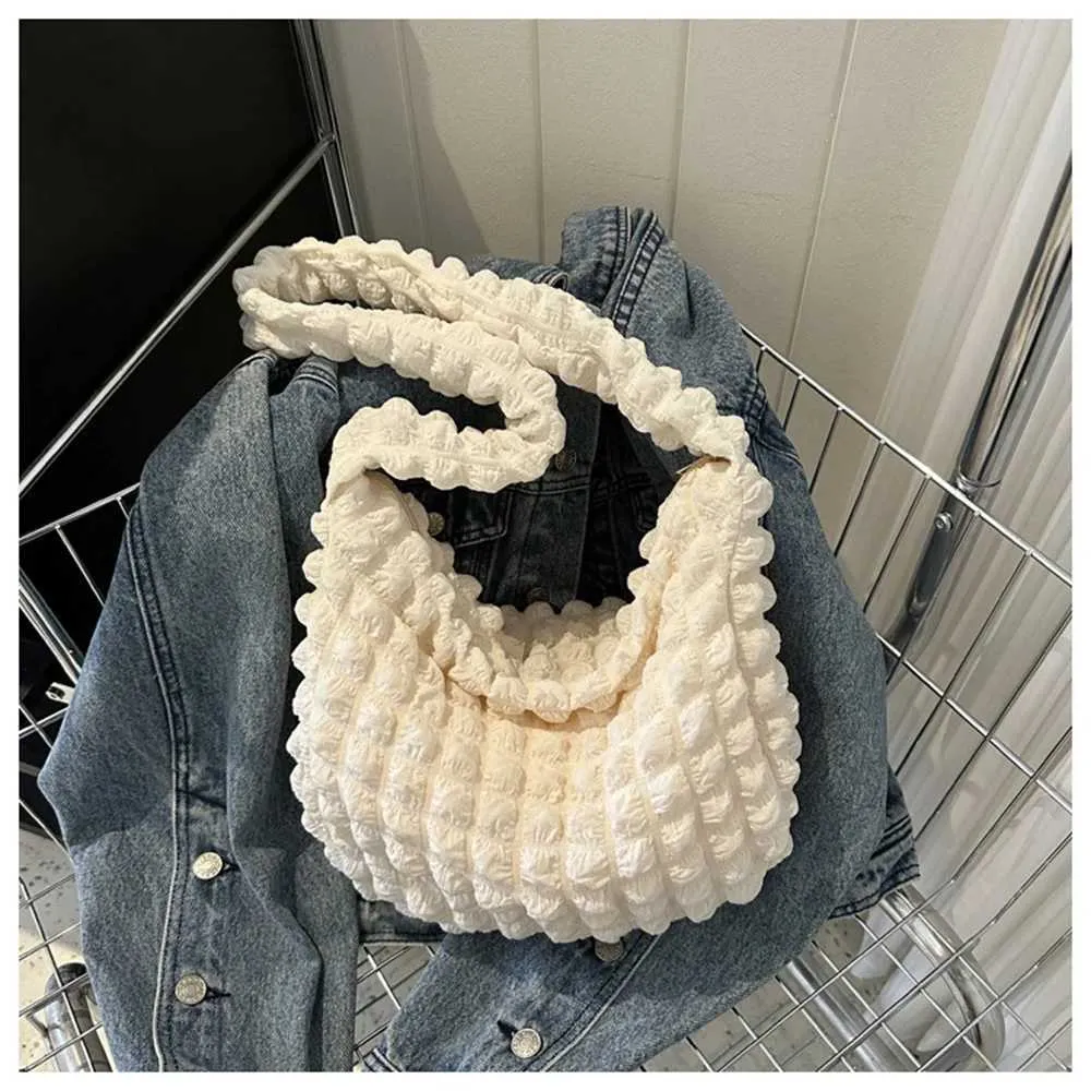 Crossbody mit Plissee-Design, bestickt, kariert, Schultertasche, Unterarmtaschen, einfache, große Kapazität, gesteppte S für_voghion.com