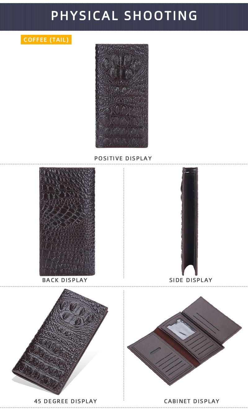 Baellerry Crocodile Head Multi-card Zipper Clutch Business Thin Wallet_voghion.com