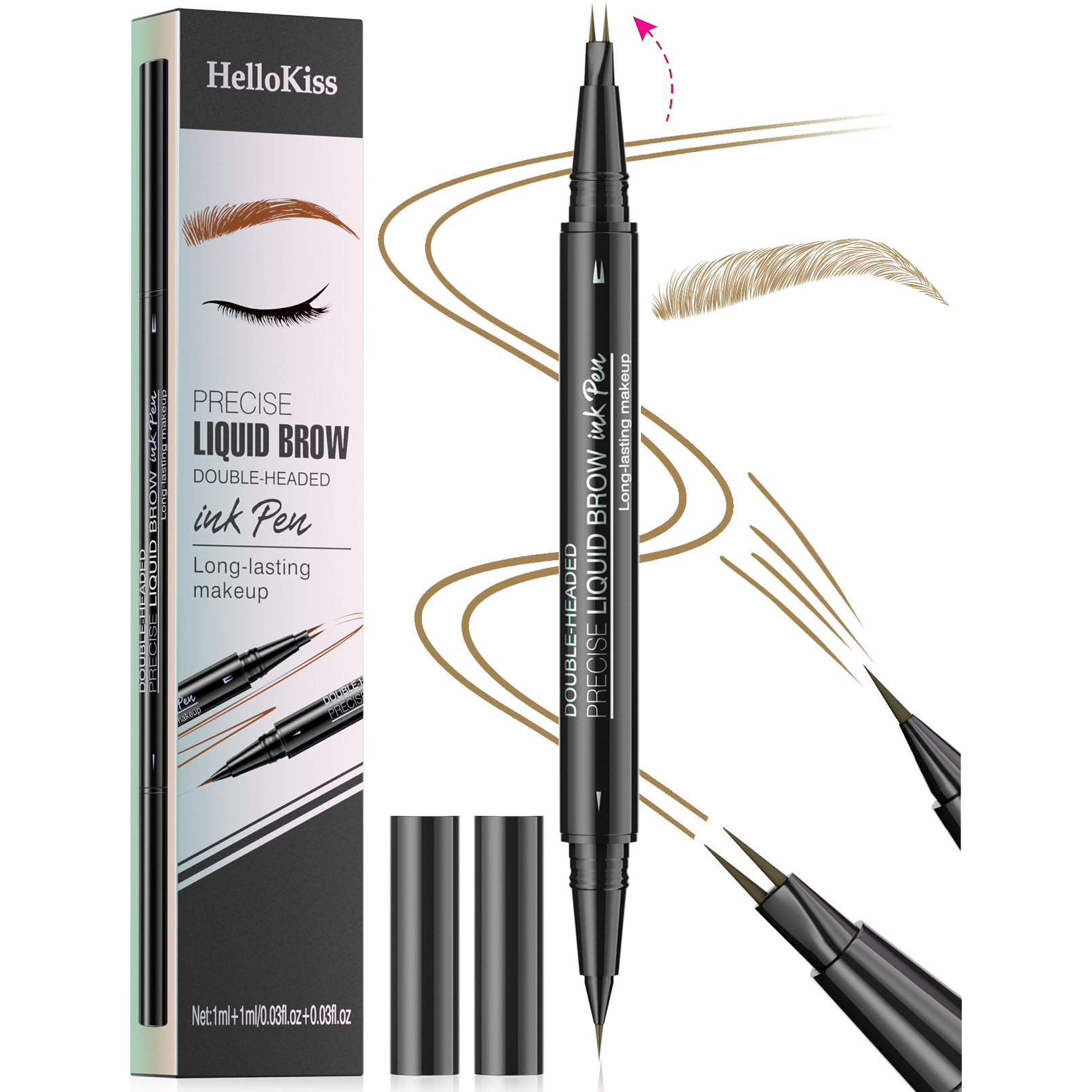 Makeup Hellokiss Two Pronged Eyebrow Pencil Waterproof And Sweat Proof Wild Eyebrow Double Headed 2in1 Eyebrow Pencil Liquid