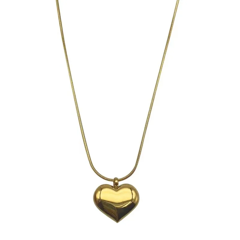 Colliers de mode en chaîne 2023 pour femme en acier inoxydable avec pendentif en forme de cœur et d'amour pour fille vierge, bijoux à maillons de chaîne couleur or_voghion.com