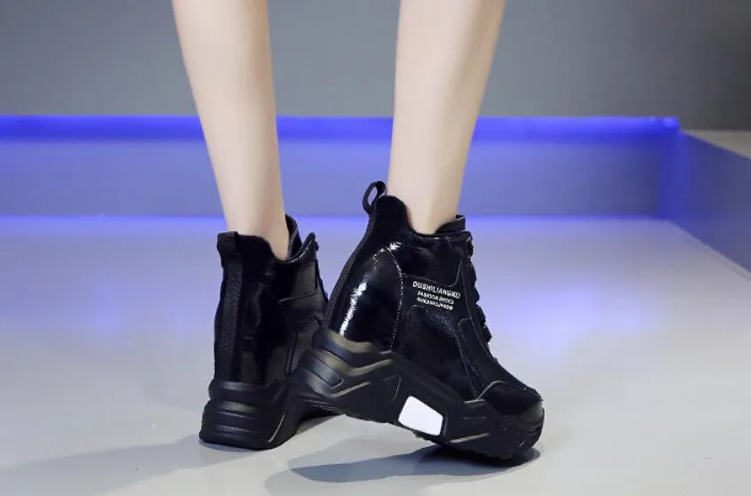 Freizeitschuhe Qualität Chunky Platform Outdoor Sneakers Frauen Winter Warm Super High Heels Frau Höhe erhöhen Stiefel_voghion.com