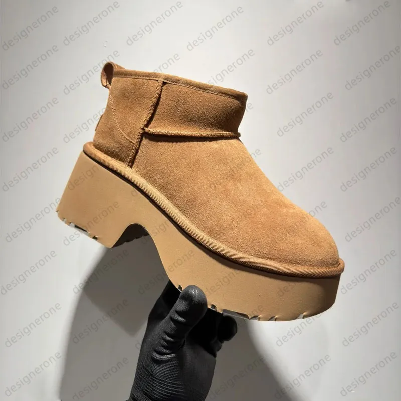 W Dipper Tasman Platform DIPPER Chesut Fur Slides Sheepskin Classic Ultra Mini women Snow boots Winter plush and thick_voghion.com