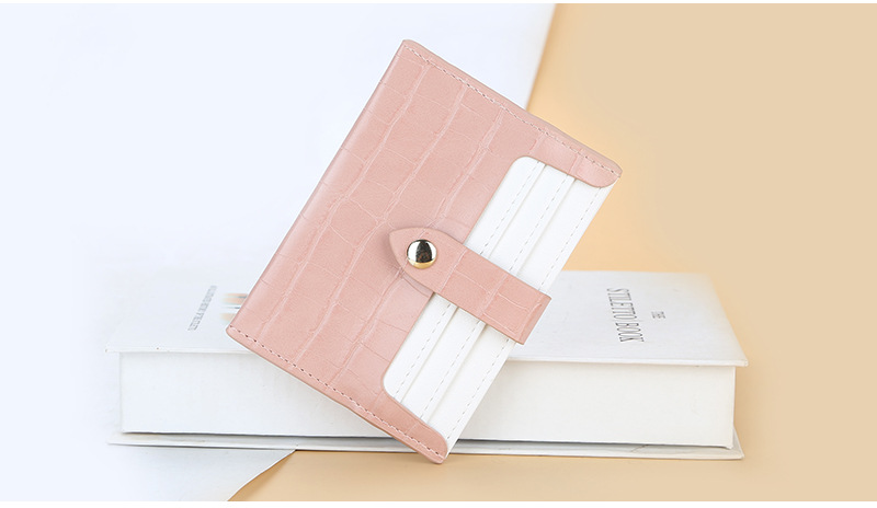 Baellerry Card Holder Women's New Crocodile Pattern Multi Card Slot Thin Buckle Card Holder Color Matching Mini Credit Card Holder_voghion.com