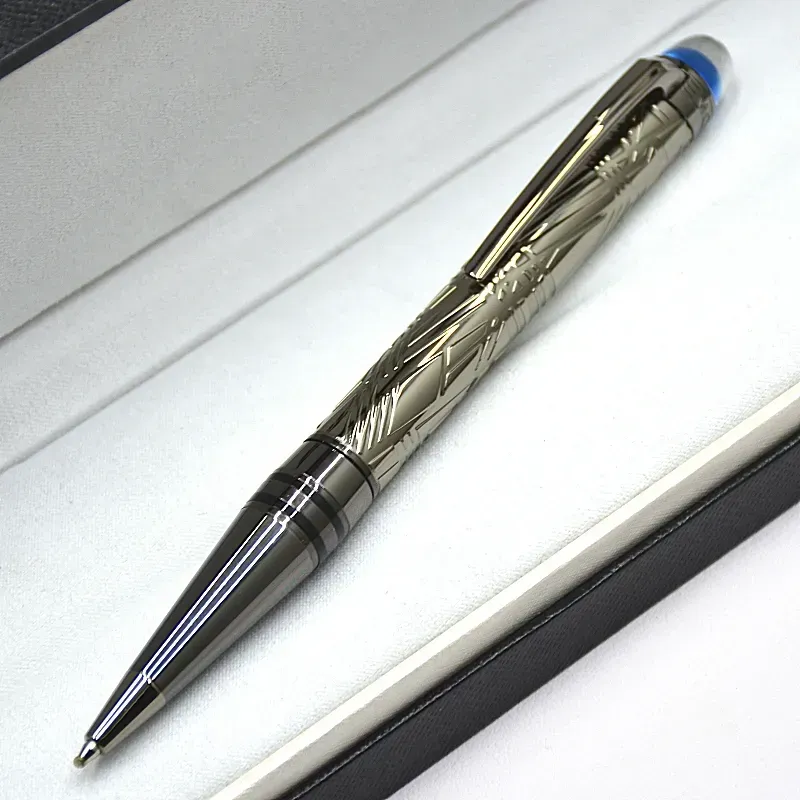 wholesale Wholesale Wholesale Luxury Monte Starwalk Blue Crystal Top Rollerball Pen Ballpoint Pen Metal Relief Barrel Office Writing Fountain Pens_voghion.com