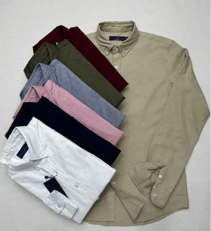 2024 Cămașă lungă bărbătească polo cu mânecă casual pentru primăvară și toamnă, bumbac Oxford, fără călcat, slim, formală, de înaltă calitate, Leeve Pring_voghion.com
