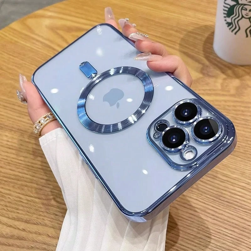 Magnetic Wireless Charging Phone Case Compatible With IPhone 17 16 15 14 13 12 11 Pro Max Plus Air, With Precise Hole Protection ,Electroplated TPU Tr_voghion.com