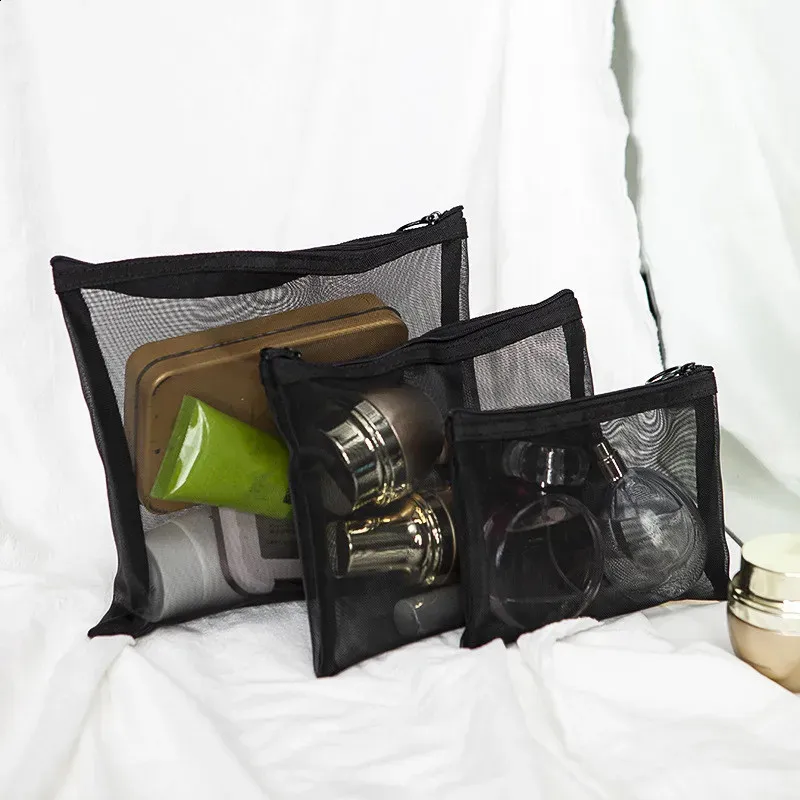 1 trousse de toilette noire pour femme, trousse de toilette transparente, trousse de maquillage, pochette de lavage, petite et grande taille_voghion.com