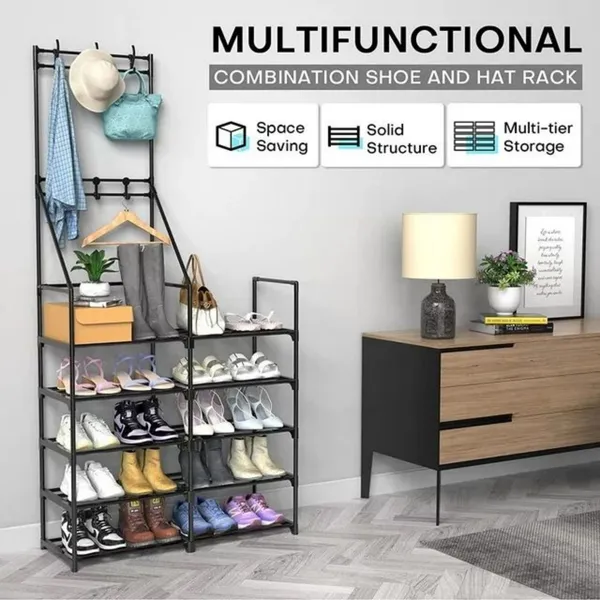 5-Tier Shoe Rack Shoe Storage Organizer, Freestanding Coat And Shoe Rack, 25-30 Pairs Shoe Shelf For Entryway Closet_voghion.com