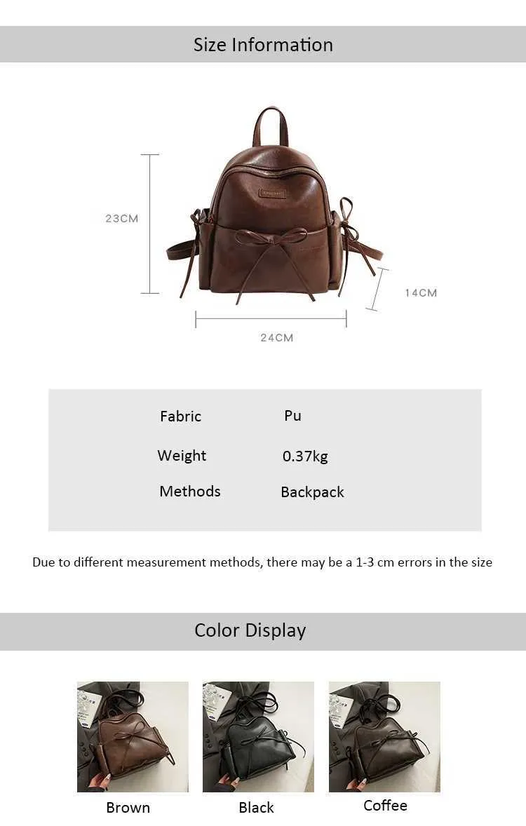 Retro Pu Rucksack Frauen Casual Solide Leder Kleine Schulter Taschen Große Kapazität Täglichen Pendeln Tragbare Packs Dame Griff_voghion.com