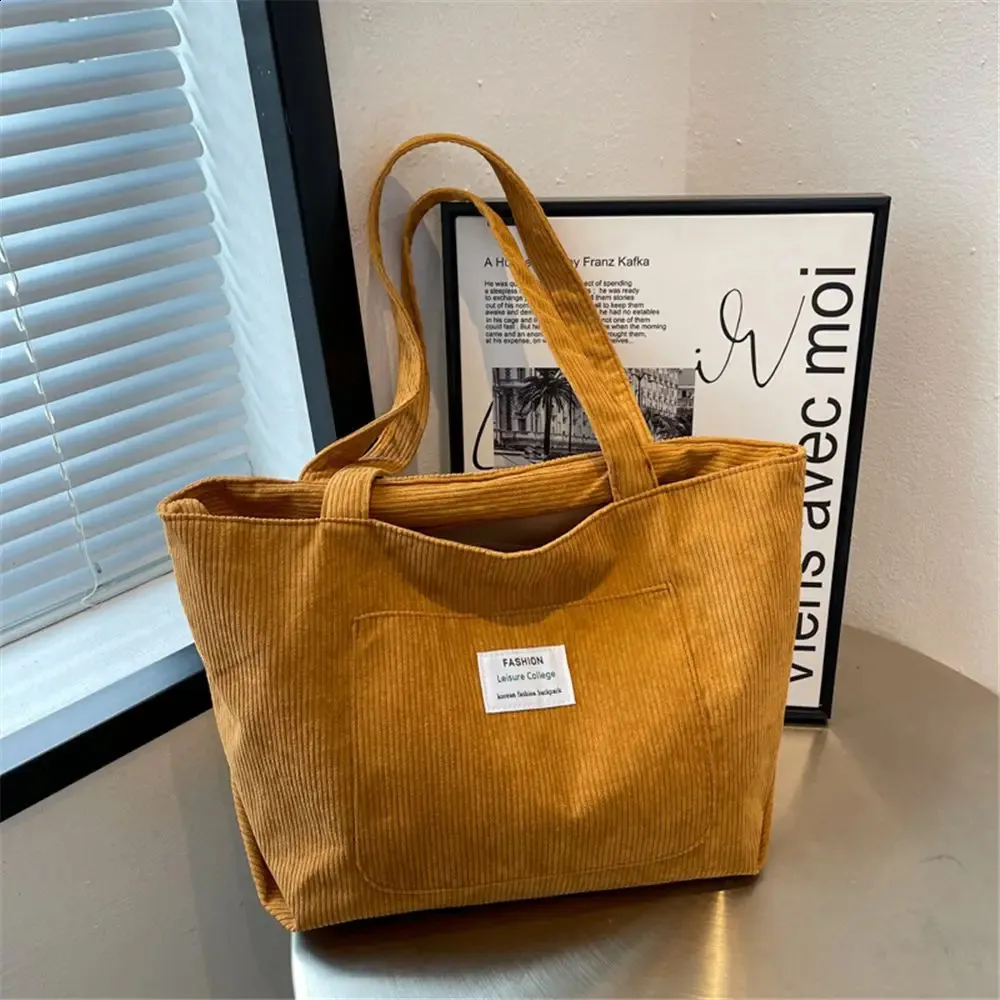 Womens Shoulder Handbags Corduroy tote Large Capacity Shopping Bag 240822_voghion.com