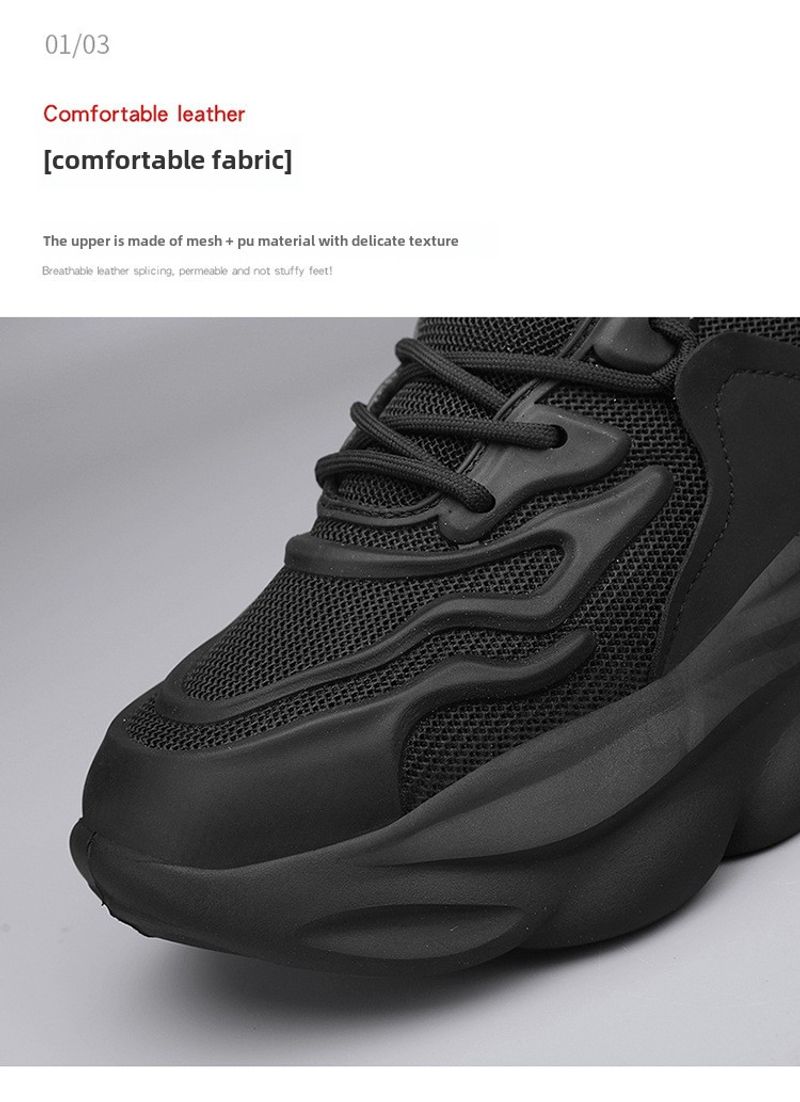 New Versatile Spring Casual Running Sneakers Breathable Men's Lightweight Platform Heightening Trendy Dad Shoes_voghion.com
