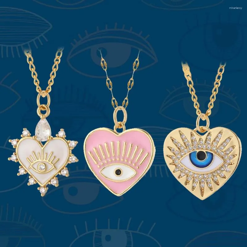 Anhänger Halsketten Mode Türkisches Auge Böses Blaues Herz Liebe Halskette Für Frauen Mädchen Zierlicher Choker Frau Glücksschmuck_voghion.com