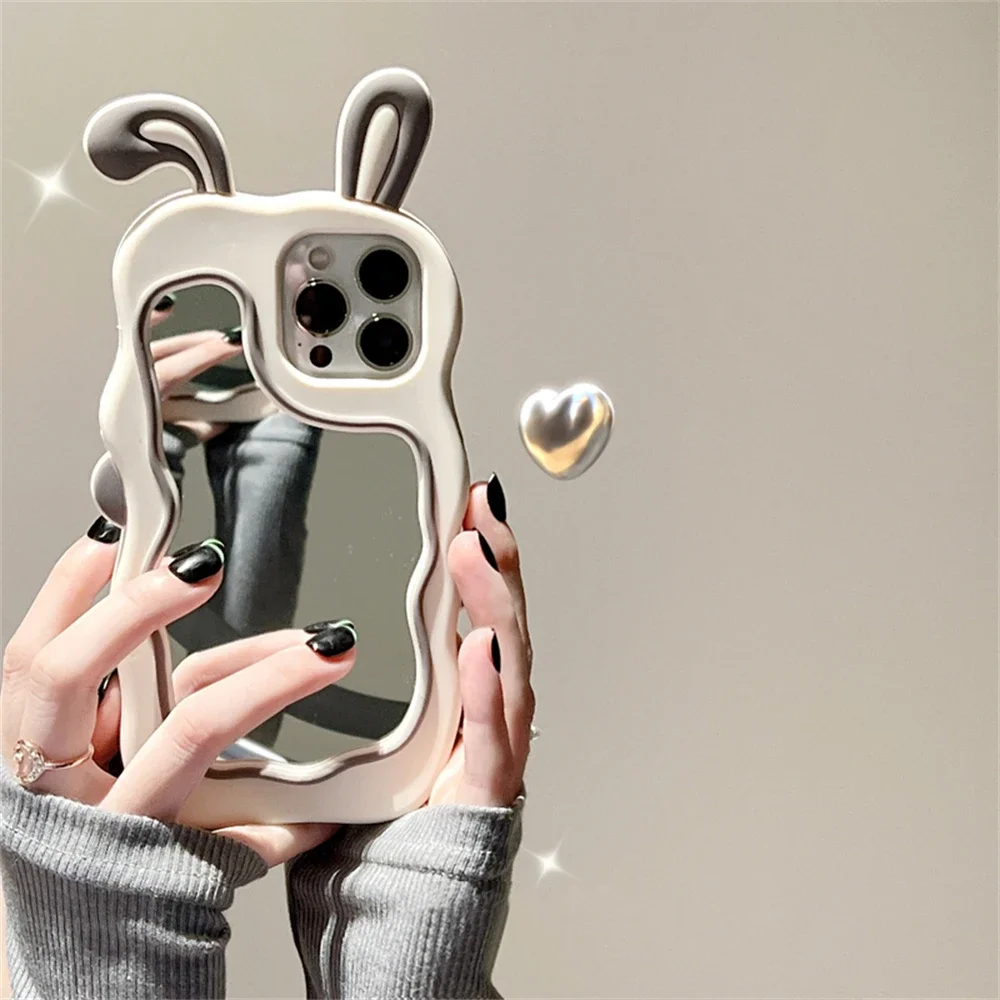 Cute Bunny Ears Mirror Phone Case For Iphone Protective Cover_voghion.com