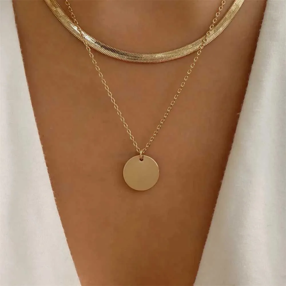 Colliers pendentifs Bls miroir en or en forme de cœur adapté aux femmes à la mode collier pendentif multicouche ensemble de bijoux_voghion.com