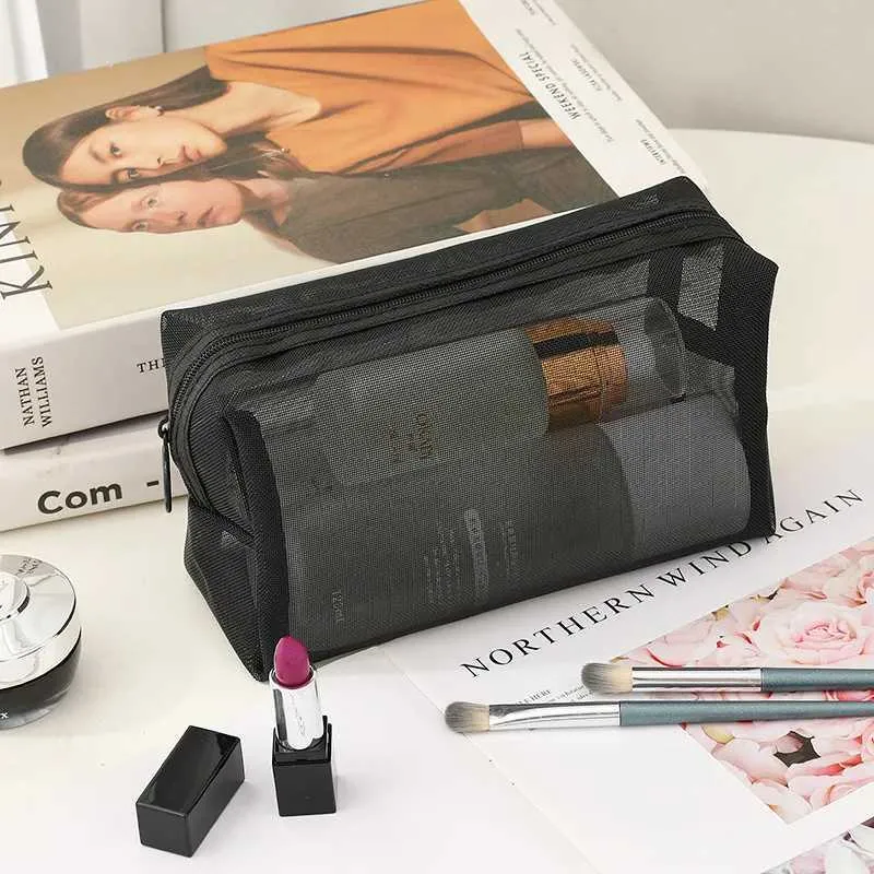 5/1 pezzo di organizer da viaggio portatile per cosmetici, piccolo, trasparente, in rete, rosso, Y241023_voghion.com
