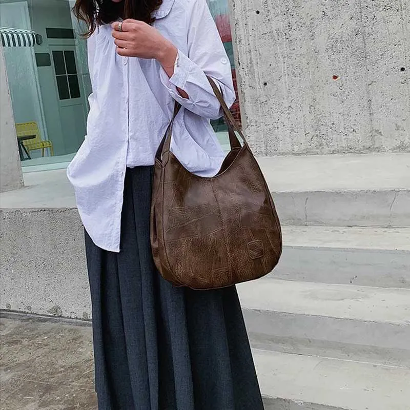 Women Vintage Shoulder Bag Designers PU Leather Handbags Female Top-handle Hobo Bags Fashion Brand Large Capacity_voghion.com
