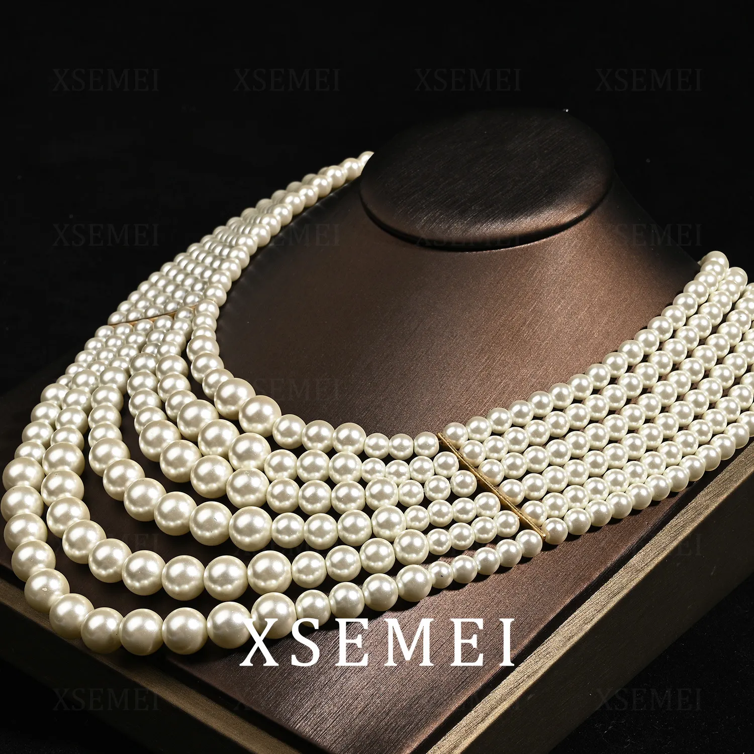 Pendans French Brand Same High Quality Handmade Multi Layered Glass Pearl Retro Exaggerated Style Dress_voghion.com