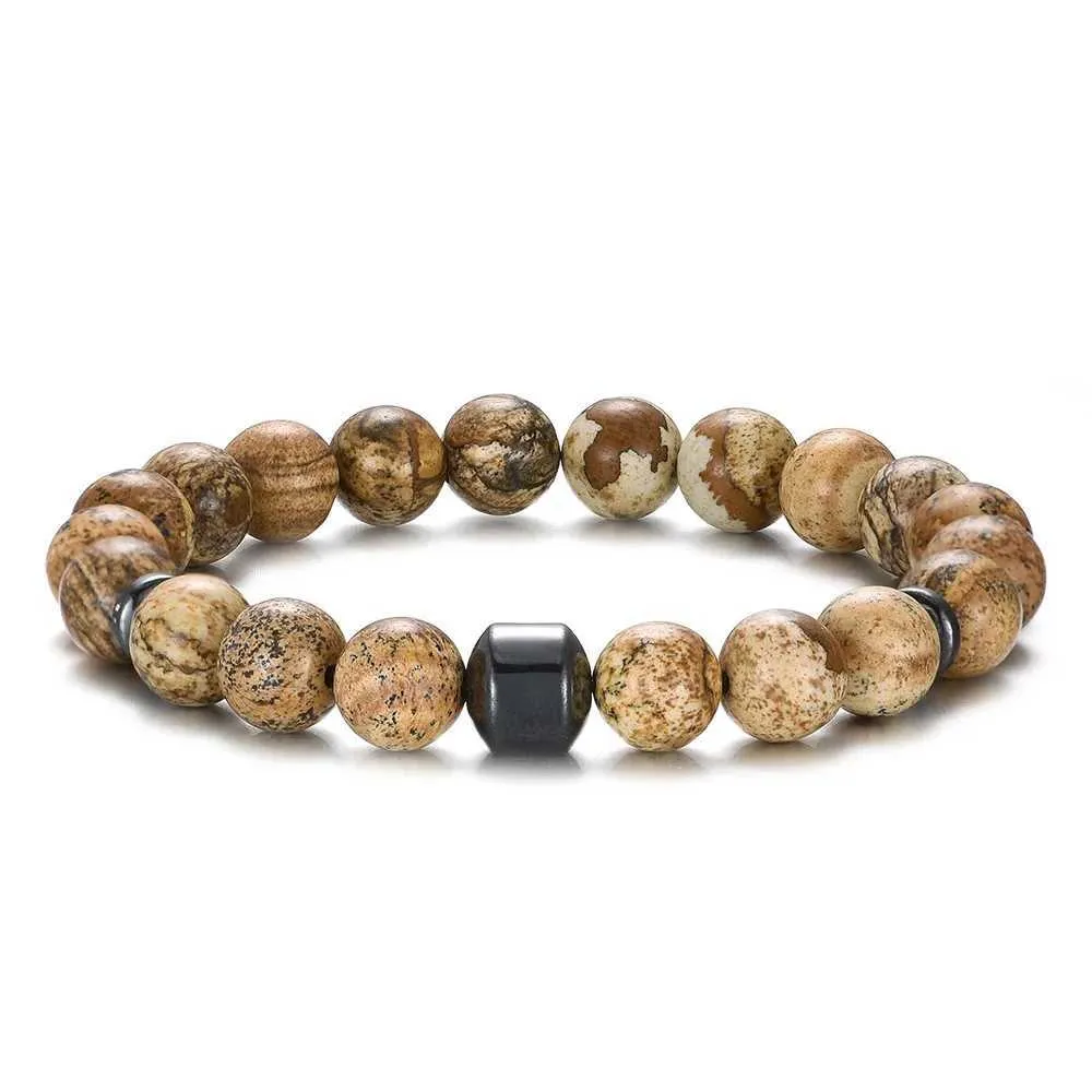 Natural Stone Beaded Bracelet Elastic Yoga Bangle For Men And Women_voghion.com