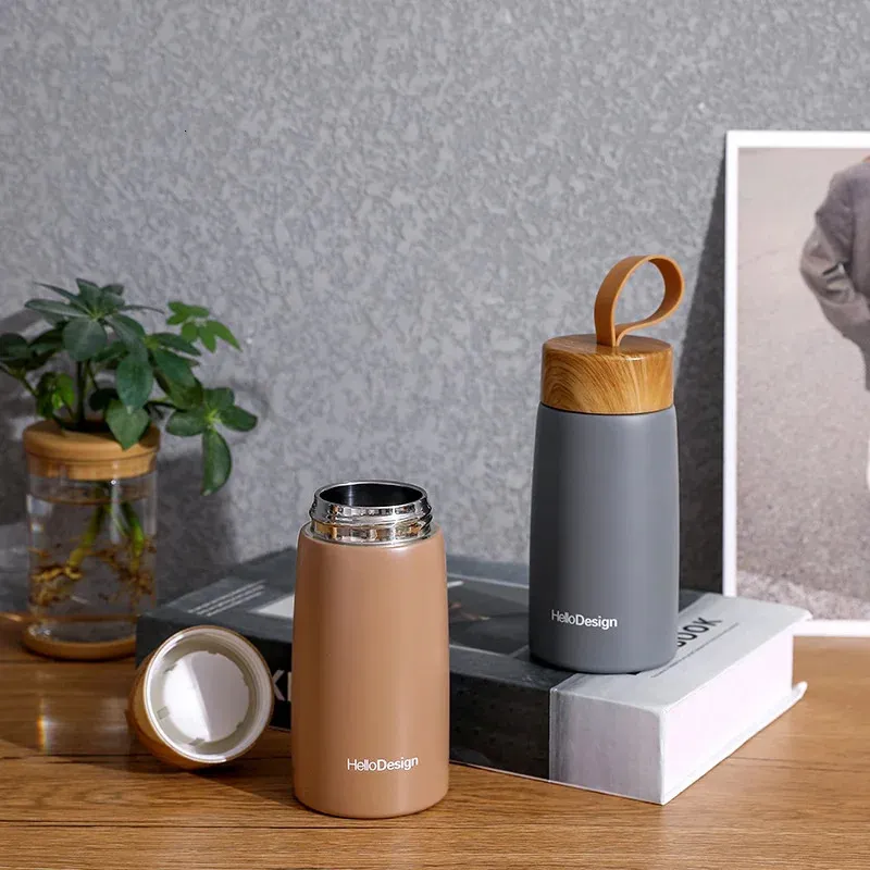 Bouteille isotherme en bois - 280 ml | Double paroi | Thermos d'extérieur_voghion.com