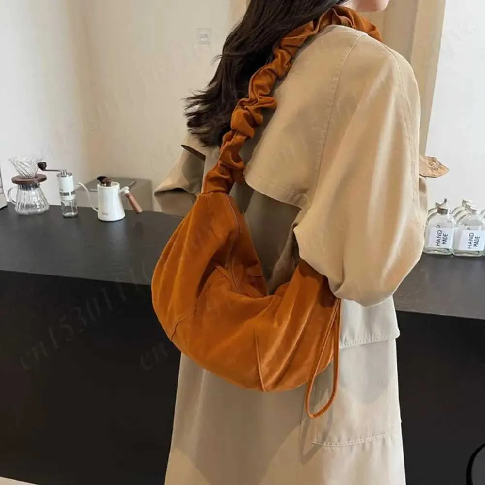 Borsa a mano piccola Hobo Tote multitasche in pelle scamosciata da donna con tracolla regolabile, borsa a mezzaluna, mini pochette a tracolla_voghion.com