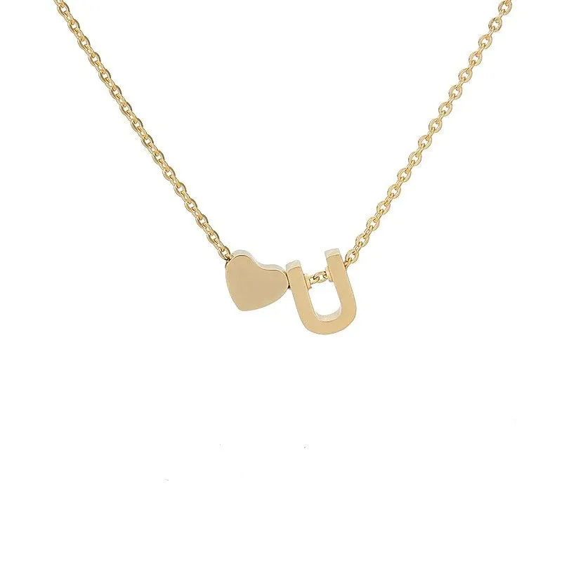 Fashion designer for woman tiny heart love choker gold sier color letter necklace jewelry custom chain_voghion.com