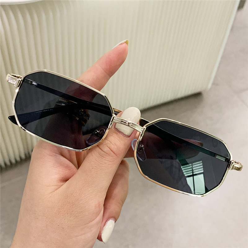 Moda Uomo stretto moda rettangolo donna metallo occhiali da sole di marca di lusso 2024 Classico Oculos Masculino lenti UV400_voghion.com